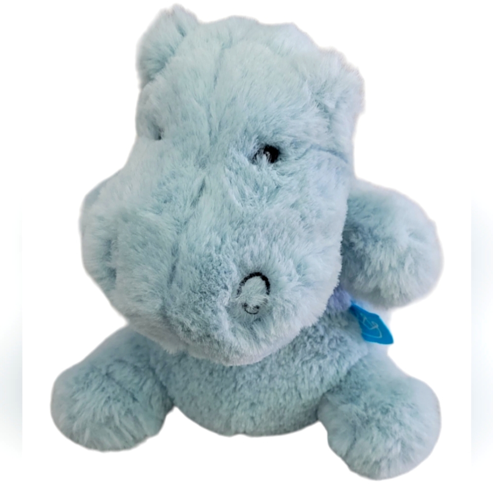 Manhattan Toy Company Blue Petit Pomme Hippo Hippopotamus Plush Animal Soft 7"